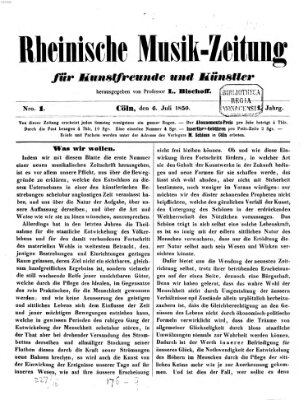 Rheinische Musik-Zeitung für Kunstfreunde und Künstler Samstag 6. Juli 1850