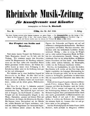 Rheinische Musik-Zeitung für Kunstfreunde und Künstler Samstag 20. Juli 1850