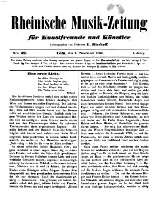 Rheinische Musik-Zeitung für Kunstfreunde und Künstler Samstag 2. November 1850