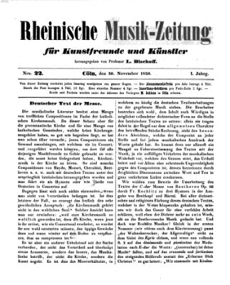 Rheinische Musik-Zeitung für Kunstfreunde und Künstler Samstag 30. November 1850