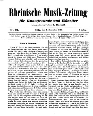 Rheinische Musik-Zeitung für Kunstfreunde und Künstler Samstag 7. Dezember 1850