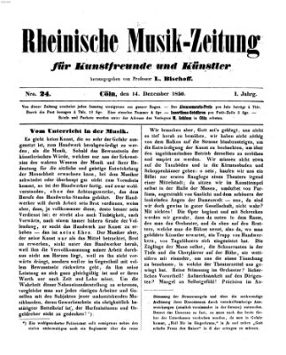 Rheinische Musik-Zeitung für Kunstfreunde und Künstler Samstag 14. Dezember 1850