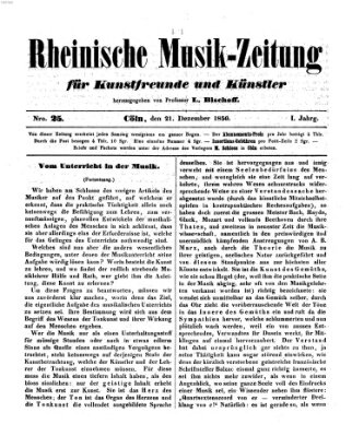 Rheinische Musik-Zeitung für Kunstfreunde und Künstler Samstag 21. Dezember 1850