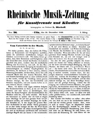 Rheinische Musik-Zeitung für Kunstfreunde und Künstler Samstag 28. Dezember 1850