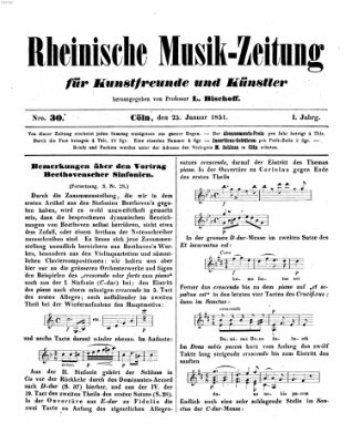 Rheinische Musik-Zeitung für Kunstfreunde und Künstler Samstag 25. Januar 1851