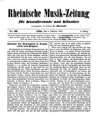 Rheinische Musik-Zeitung für Kunstfreunde und Künstler Samstag 8. Februar 1851