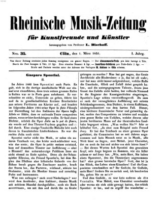 Rheinische Musik-Zeitung für Kunstfreunde und Künstler Samstag 1. März 1851