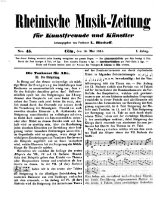 Rheinische Musik-Zeitung für Kunstfreunde und Künstler Samstag 10. Mai 1851