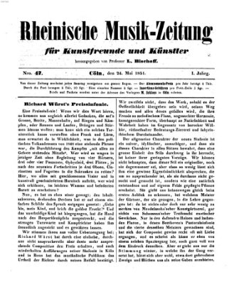 Rheinische Musik-Zeitung für Kunstfreunde und Künstler Samstag 24. Mai 1851