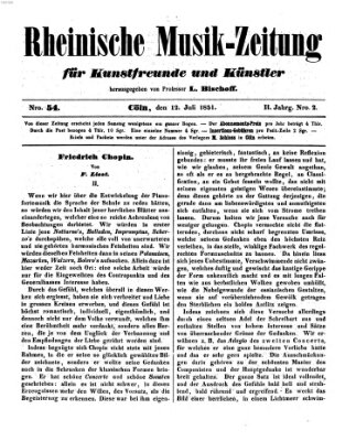 Rheinische Musik-Zeitung für Kunstfreunde und Künstler Samstag 12. Juli 1851