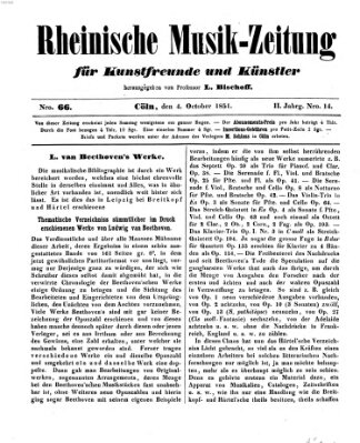 Rheinische Musik-Zeitung für Kunstfreunde und Künstler Samstag 4. Oktober 1851