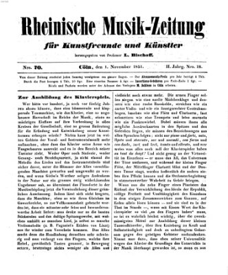 Rheinische Musik-Zeitung für Kunstfreunde und Künstler Samstag 1. November 1851