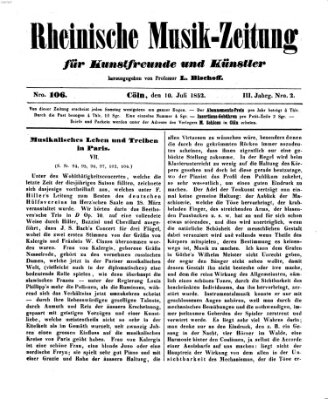 Rheinische Musik-Zeitung für Kunstfreunde und Künstler Samstag 10. Juli 1852