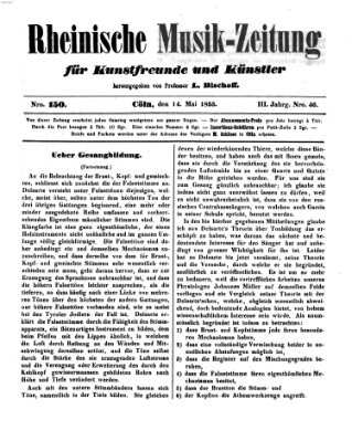 Rheinische Musik-Zeitung für Kunstfreunde und Künstler Samstag 14. Mai 1853