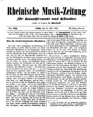 Rheinische Musik-Zeitung für Kunstfreunde und Künstler Samstag 21. Mai 1853