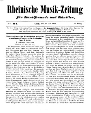 Rheinische Musik-Zeitung für Kunstfreunde und Künstler Mittwoch 27. Juli 1853