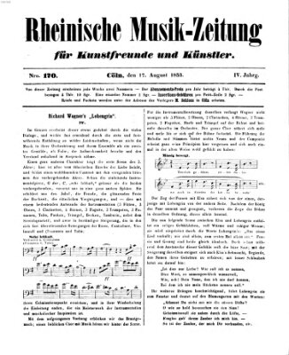 Rheinische Musik-Zeitung für Kunstfreunde und Künstler Mittwoch 17. August 1853