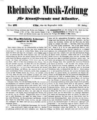 Rheinische Musik-Zeitung für Kunstfreunde und Künstler Samstag 10. September 1853