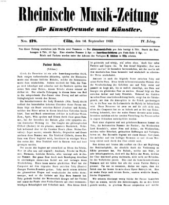 Rheinische Musik-Zeitung für Kunstfreunde und Künstler Mittwoch 14. September 1853