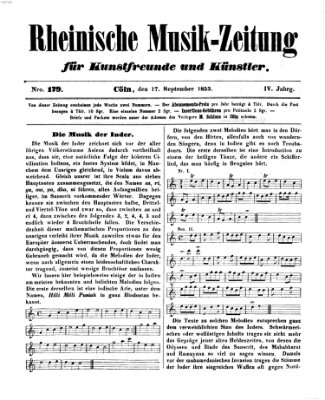 Rheinische Musik-Zeitung für Kunstfreunde und Künstler Samstag 17. September 1853