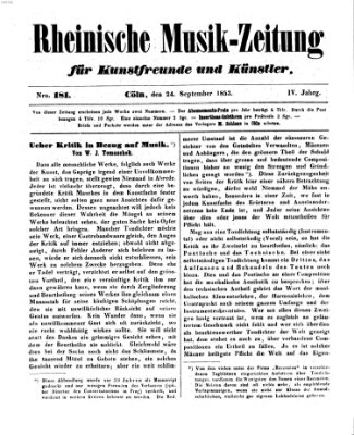 Rheinische Musik-Zeitung für Kunstfreunde und Künstler Samstag 24. September 1853