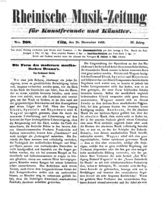 Rheinische Musik-Zeitung für Kunstfreunde und Künstler Mittwoch 28. Dezember 1853