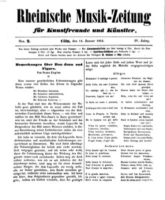 Rheinische Musik-Zeitung für Kunstfreunde und Künstler Samstag 14. Januar 1854