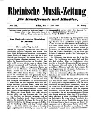 Rheinische Musik-Zeitung für Kunstfreunde und Künstler Samstag 17. Juni 1854