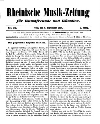 Rheinische Musik-Zeitung für Kunstfreunde und Künstler Samstag 9. September 1854