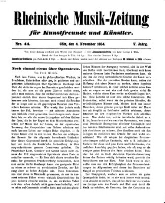 Rheinische Musik-Zeitung für Kunstfreunde und Künstler Samstag 4. November 1854