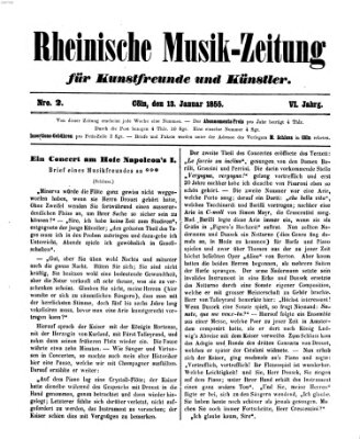 Rheinische Musik-Zeitung für Kunstfreunde und Künstler Samstag 13. Januar 1855