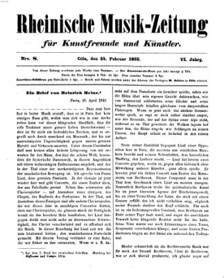 Rheinische Musik-Zeitung für Kunstfreunde und Künstler Samstag 24. Februar 1855