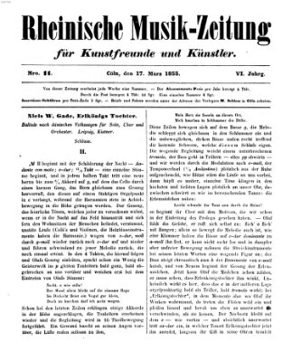 Rheinische Musik-Zeitung für Kunstfreunde und Künstler Samstag 17. März 1855