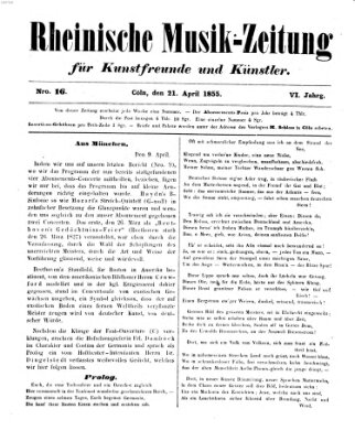 Rheinische Musik-Zeitung für Kunstfreunde und Künstler Samstag 21. April 1855