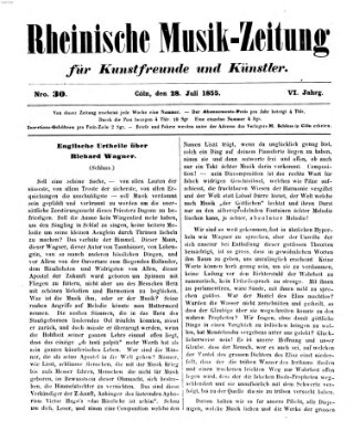 Rheinische Musik-Zeitung für Kunstfreunde und Künstler Samstag 28. Juli 1855