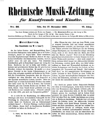 Rheinische Musik-Zeitung für Kunstfreunde und Künstler Samstag 17. November 1855