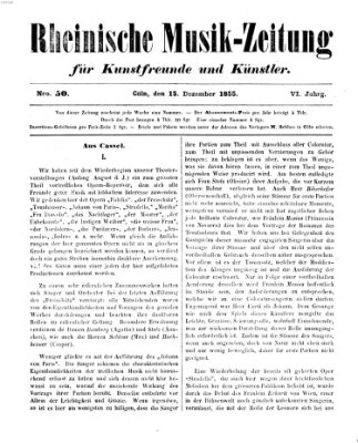 Rheinische Musik-Zeitung für Kunstfreunde und Künstler Samstag 15. Dezember 1855