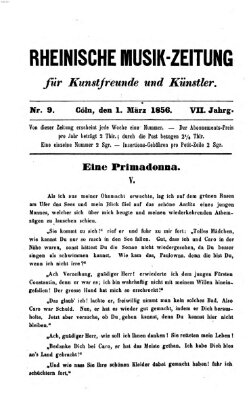 Rheinische Musik-Zeitung für Kunstfreunde und Künstler Samstag 1. März 1856