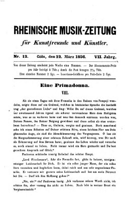 Rheinische Musik-Zeitung für Kunstfreunde und Künstler Samstag 22. März 1856