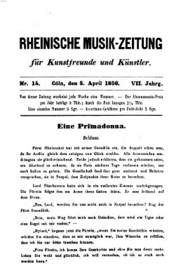 Rheinische Musik-Zeitung für Kunstfreunde und Künstler Samstag 5. April 1856