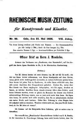 Rheinische Musik-Zeitung für Kunstfreunde und Künstler Samstag 31. Mai 1856