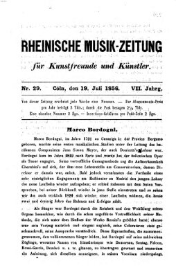 Rheinische Musik-Zeitung für Kunstfreunde und Künstler Samstag 19. Juli 1856