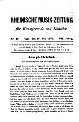 Rheinische Musik-Zeitung für Kunstfreunde und Künstler Samstag 26. Juli 1856