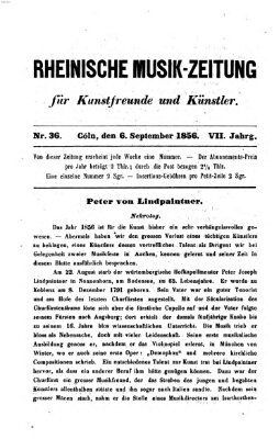 Rheinische Musik-Zeitung für Kunstfreunde und Künstler Samstag 6. September 1856