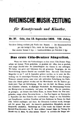 Rheinische Musik-Zeitung für Kunstfreunde und Künstler Samstag 13. September 1856