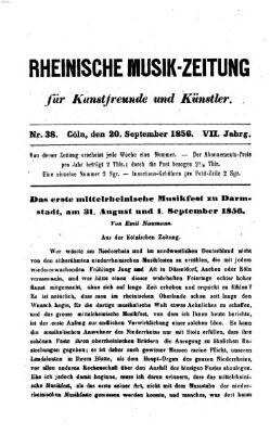 Rheinische Musik-Zeitung für Kunstfreunde und Künstler Samstag 20. September 1856