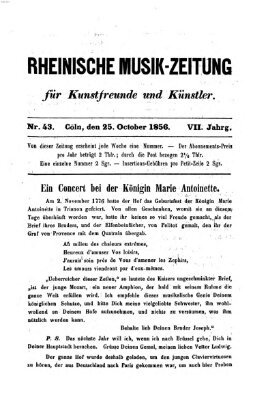 Rheinische Musik-Zeitung für Kunstfreunde und Künstler Samstag 25. Oktober 1856