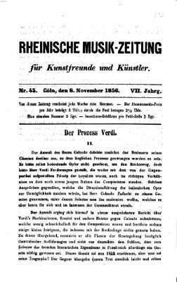 Rheinische Musik-Zeitung für Kunstfreunde und Künstler Samstag 8. November 1856