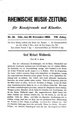 Rheinische Musik-Zeitung für Kunstfreunde und Künstler Samstag 29. November 1856