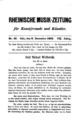 Rheinische Musik-Zeitung für Kunstfreunde und Künstler Samstag 6. Dezember 1856